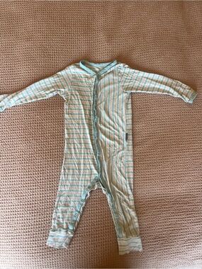 Patagonia Striped Blue and White Toddler One-Piece Snap Romper
